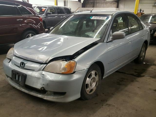 JHMES95623S001739 - 2003 HONDA CIVIC HYBR BLUE photo 2