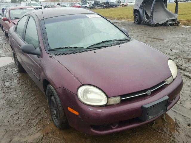 1B3ES46C6YD663927 - 2000 DODGE NEON BASE MAROON photo 1