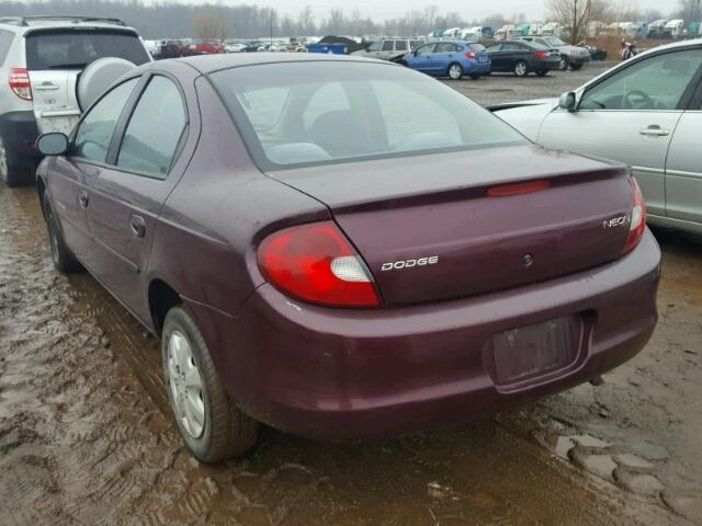 1B3ES46C6YD663927 - 2000 DODGE NEON BASE MAROON photo 3