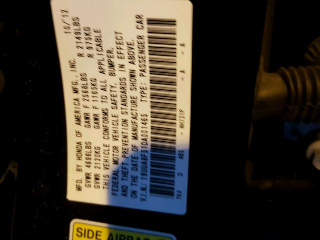 19UUA8F51DA001465 - 2013 ACURA TL TECH BLACK photo 10