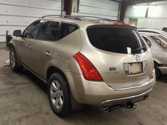 JN8AZ08WX7W615749 - 2007 NISSAN MURANO SL GOLD photo 3