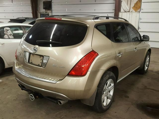 JN8AZ08WX7W615749 - 2007 NISSAN MURANO SL GOLD photo 4