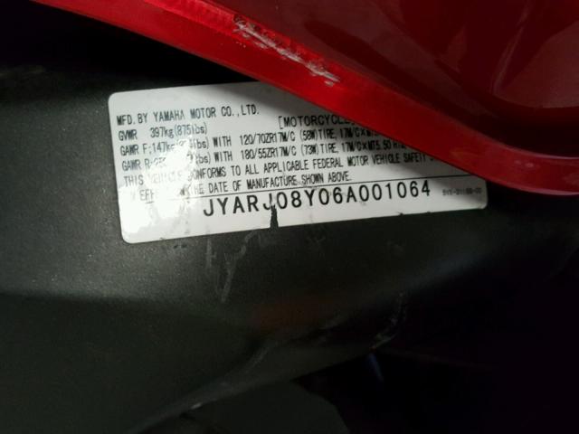 JYARJ08Y06A001064 - 2006 YAMAHA FZ6 SC RED photo 10