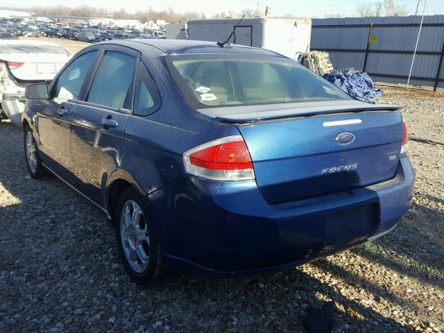 1FAHP35N88W278552 - 2008 FORD FOCUS SE BLUE photo 3