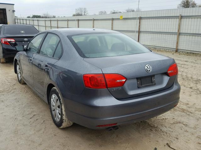 3VW2K7AJ0BM060229 - 2011 VOLKSWAGEN JETTA BASE GRAY photo 3