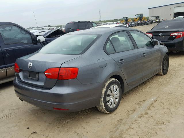 3VW2K7AJ0BM060229 - 2011 VOLKSWAGEN JETTA BASE GRAY photo 4