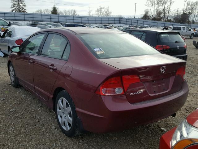 1HGFA165X7L113271 - 2007 HONDA CIVIC LX MAROON photo 3