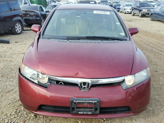 1HGFA165X7L113271 - 2007 HONDA CIVIC LX MAROON photo 9