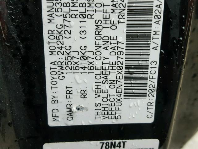 5TFUX4EN7EX027977 - 2014 TOYOTA TACOMA ACC BLACK photo 10