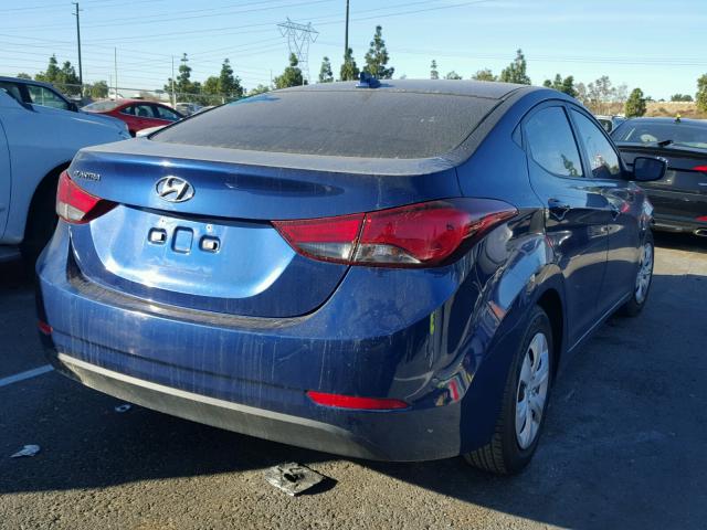 5NPDH4AE8GH701586 - 2016 HYUNDAI ELANTRA SE BLUE photo 4