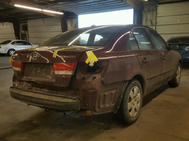 5NPET46C18H375867 - 2008 HYUNDAI SONATA GLS RED photo 4