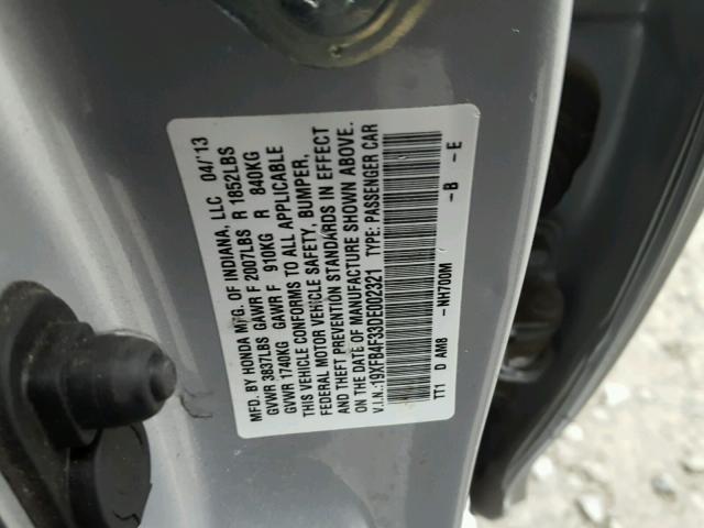 19XFB4F33DE002321 - 2013 HONDA CIVIC HYBR SILVER photo 10