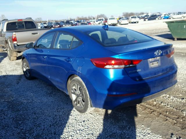 KMHD84LF0HU276907 - 2017 HYUNDAI ELANTRA SE BLUE photo 3