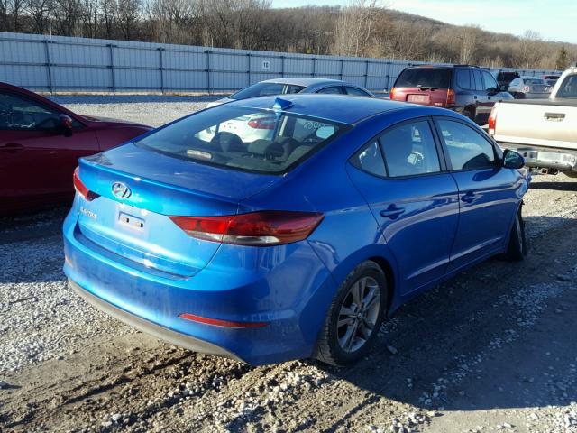 KMHD84LF0HU276907 - 2017 HYUNDAI ELANTRA SE BLUE photo 4