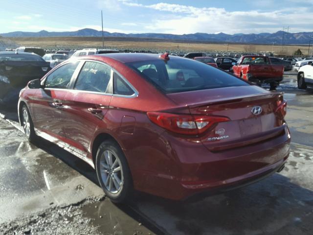 5NPE24AF1FH005732 - 2015 HYUNDAI SONATA SE RED photo 3