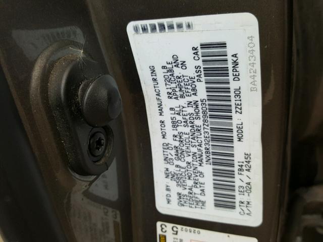 1NXBR32E37Z898035 - 2007 TOYOTA COROLLA CE GRAY photo 10