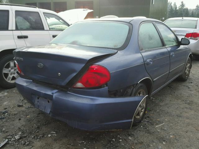 KNAFB121735253420 - 2003 KIA SPECTRA BA BLUE photo 4