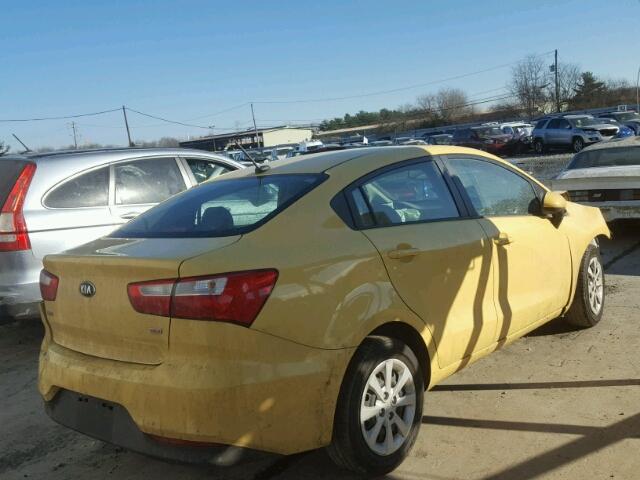 KNADM4A33G6548195 - 2016 KIA RIO LX YELLOW photo 4