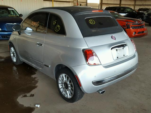 3C3CFFER6CT109113 - 2012 FIAT 500 LOUNGE SILVER photo 3