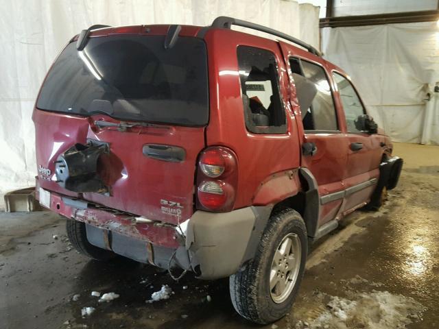 1J4GL48K15W653552 - 2005 JEEP LIBERTY SP RED photo 4