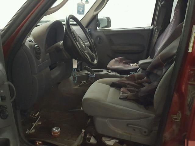 1J4GL48K15W653552 - 2005 JEEP LIBERTY SP RED photo 5