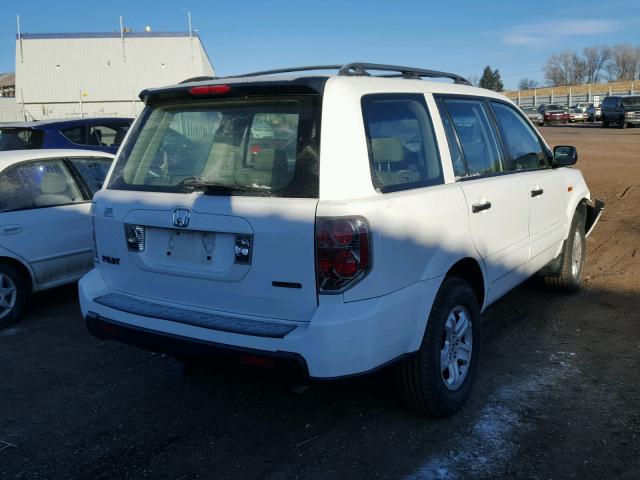 2HKYF18146H528365 - 2006 HONDA PILOT LX WHITE photo 4