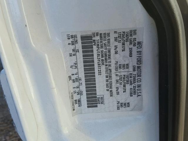 1FMPU18L5YLB51252 - 2000 FORD EXPEDITION WHITE photo 10