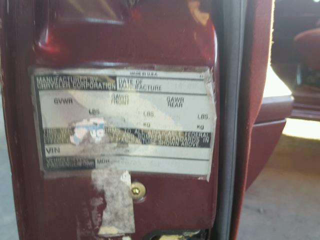 1C3BC51E1GG131824 - 1986 CHRYSLER LEBARON 栗色 照片 10