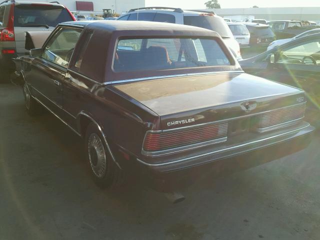 1C3BC51E1GG131824 - 1986 CHRYSLER LEBARON 栗色 照片 3