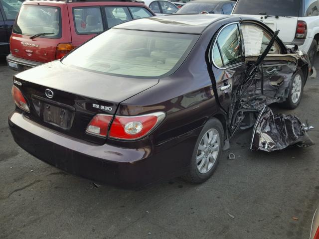 JTHBA30G245025980 - 2004 LEXUS ES 330 BURGUNDY photo 4