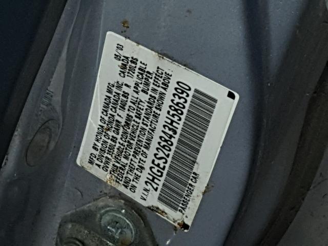 2HGES26843H586390 - 2003 HONDA CIVIC EX 银色 照片 10