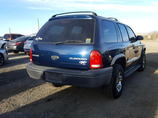 1D4HS38N73F596405 - 2003 DODGE DURANGO SP BLUE photo 4