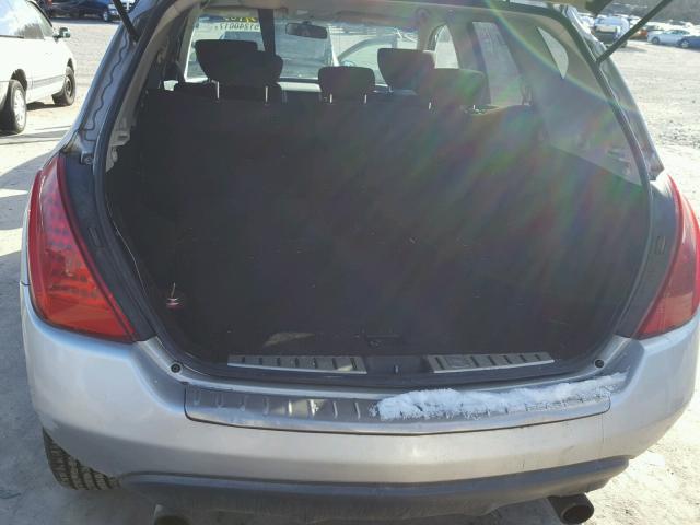 JN8AZ08W06W522687 - 2006 NISSAN MURANO SL SILVER photo 9