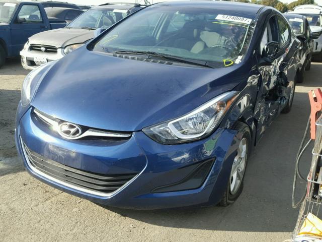 5NPDH4AE0FH628941 - 2015 HYUNDAI ELANTRA SE BLUE photo 2