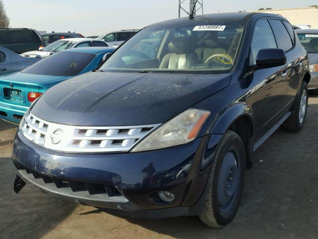 JN8AZ08W74W307790 - 2004 NISSAN MURANO SL BLUE photo 2