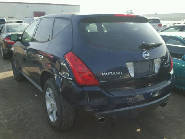 JN8AZ08W74W307790 - 2004 NISSAN MURANO SL BLUE photo 3