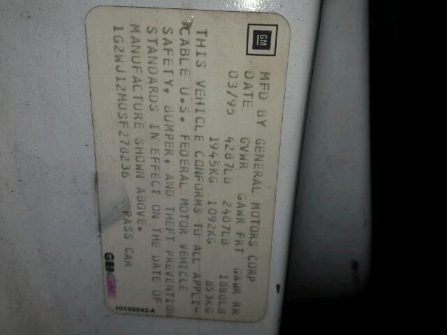 1G2WJ12M0SF278236 - 1995 PONTIAC GRAND PRIX თეთრი ფოტო 10