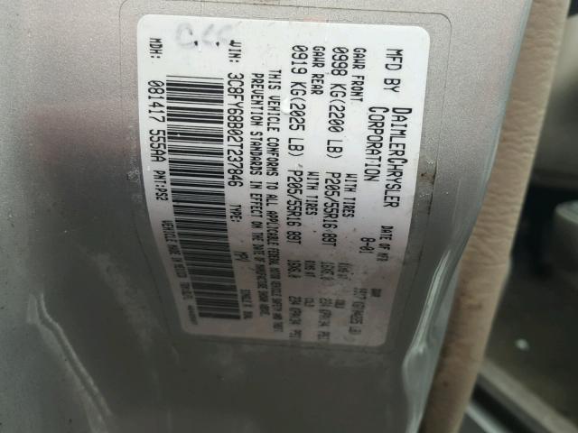 3C8FY68B02T237846 - 2002 CHRYSLER PT CRUISER SILVER photo 10