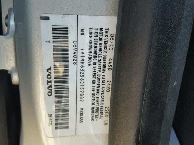 YV1MH682562157887 - 2006 VOLVO S40 T5 SILVER photo 10