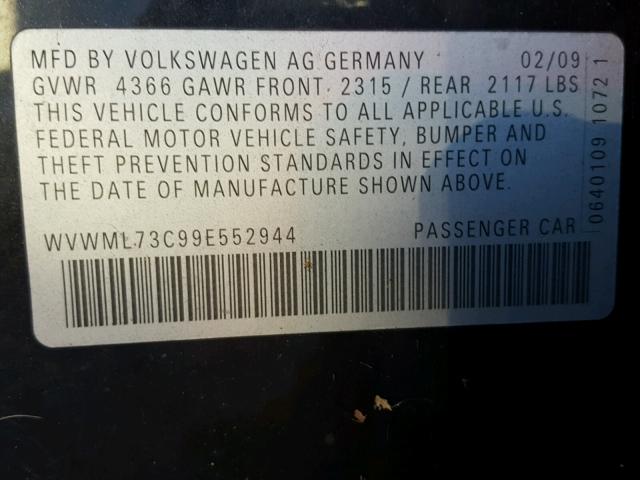WVWML73C99E552944 - 2009 VOLKSWAGEN CC SPORT BLACK photo 10