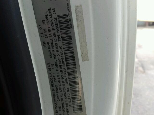 3VWFG31C88M510800 - 2008 VOLKSWAGEN NEW BEETLE 白色 照片 10