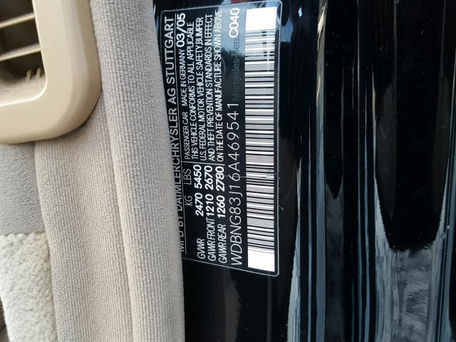 WDBNG83J16A469541 - 2006 MERCEDES-BENZ S 430 4MAT BLACK photo 10