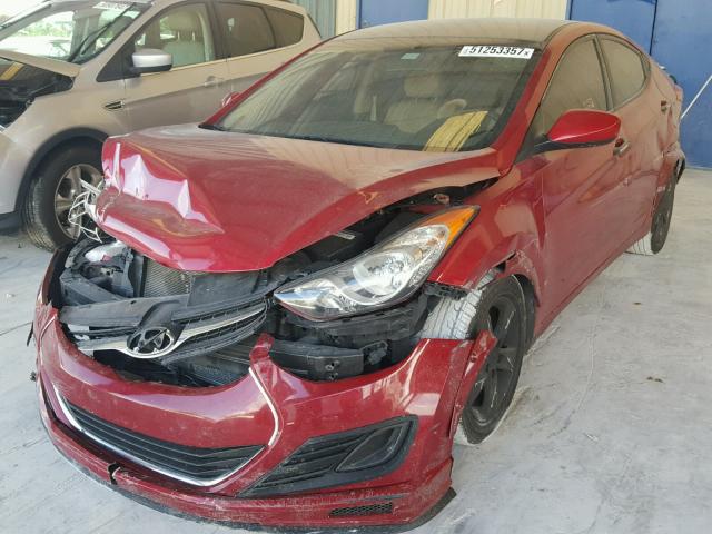 KMHDH4AE1DU724348 - 2013 HYUNDAI ELANTRA GL RED photo 2