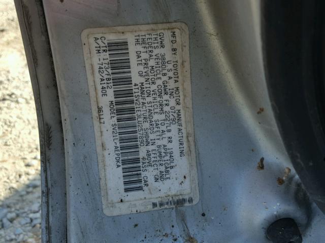 4T1SV21E3LU257890 - 1990 TOYOTA CAMRY DLX SILVER photo 10