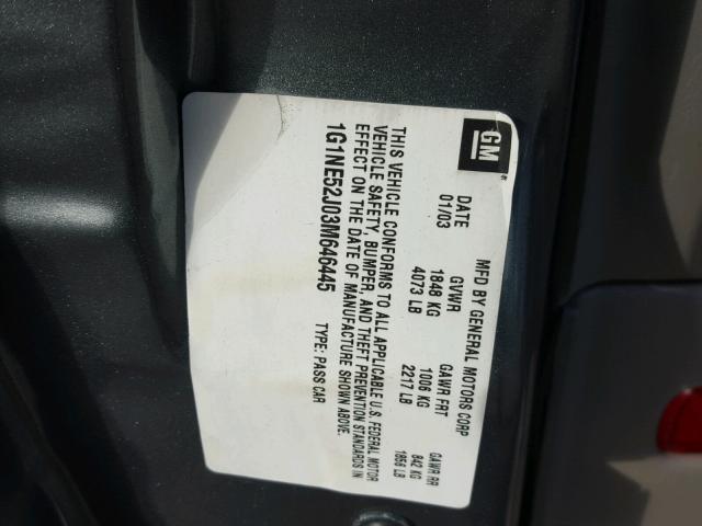 1G1NE52J03M646445 - 2003 CHEVROLET MALIBU LS ვერცხლისფერი ფოტო 10