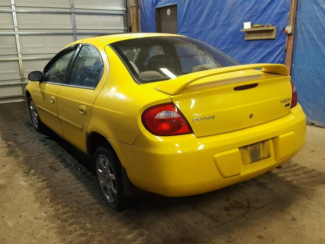 1B3ES56C34D638371 - 2004 DODGE NEON SXT YELLOW photo 3