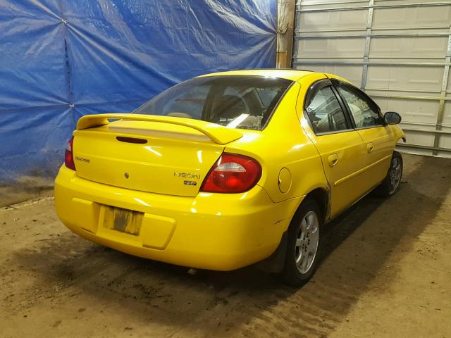 1B3ES56C34D638371 - 2004 DODGE NEON SXT YELLOW photo 4