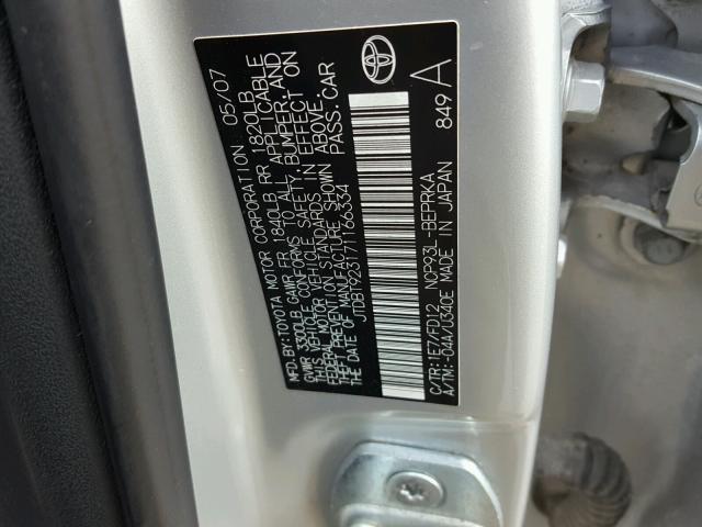 JTDBT923171166334 - 2007 TOYOTA YARIS SILVER photo 10