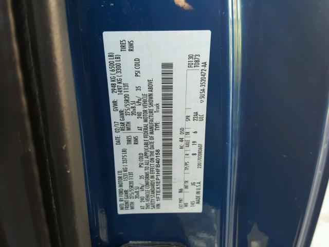 1FTEX1EP1HFB40158 - 2017 FORD F150 SUPER BLUE photo 10