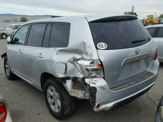 5TDZA3EH2AS001847 - 2010 TOYOTA HIGHLANDER SILVER photo 3